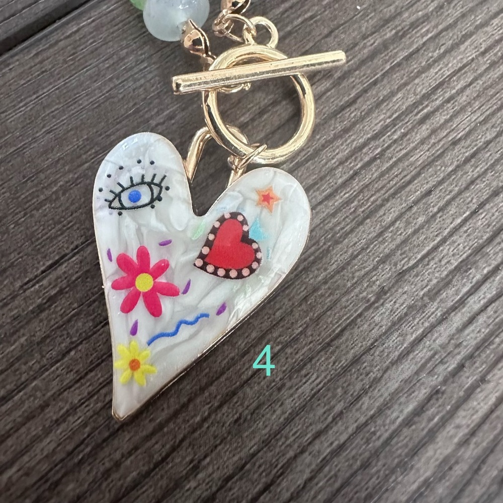 Colorful Beaded Lucky Heart Charm Necklace | Evil Eye | Boho Festival Jewelry - Picture 7 of 9